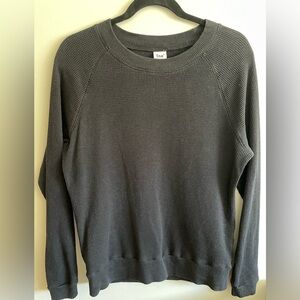 TNA- waffle-knit long-sleeve top, black, size XS